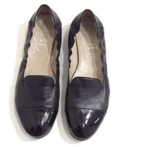 Attilio Giusti Leombruni Black Leather Loafer Round Toe Ballet Flat Size 41